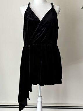 City Chic Black Velvet Asymmetrical top tunic sleeveless